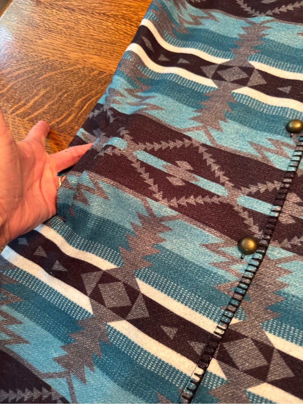 Turquoise Aztec-Pattern Button-Down Vest - Picture 11 of 13